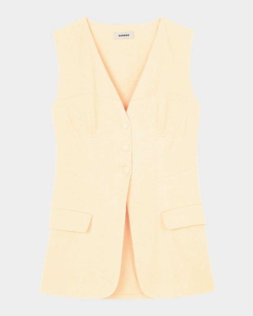 Catalina Linen-Blend Vest